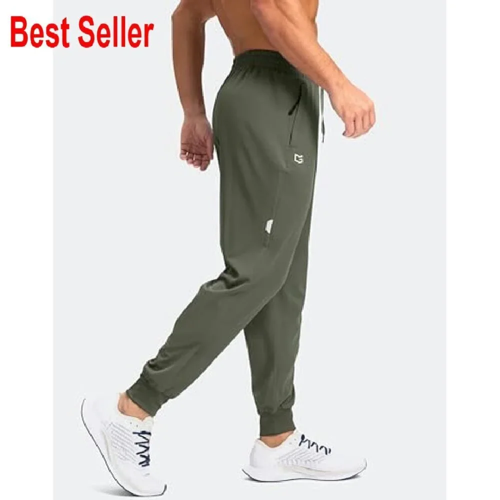 Men's Lightweight Joggers Quick Dry Athletic Pants Zipper Pockets Workout